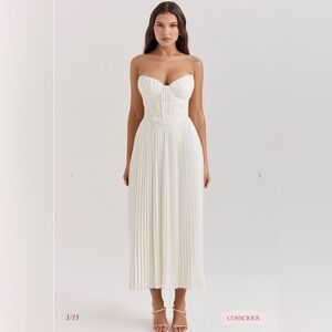 NWT House of CB Amorata ivory pleated maxi dress